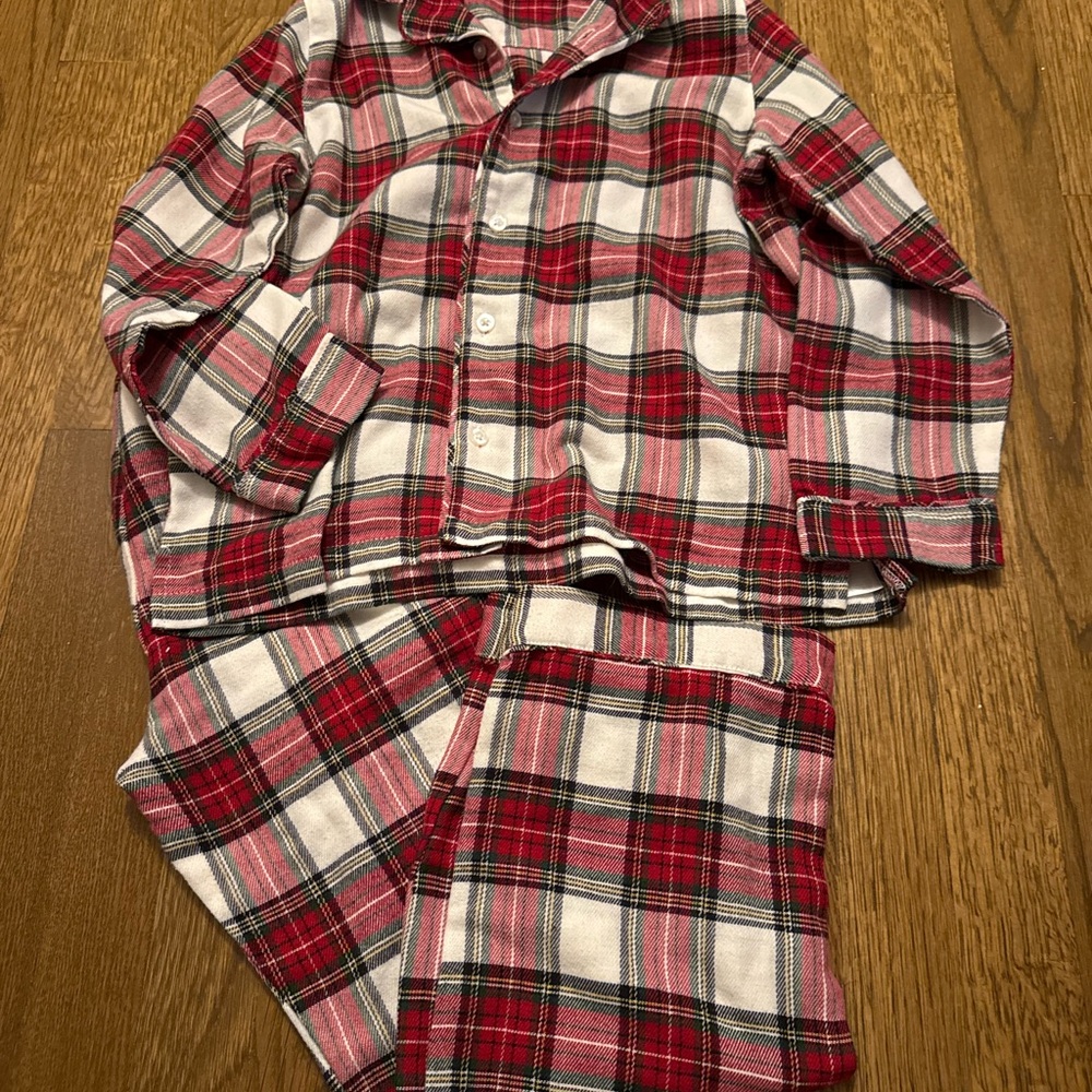 Pottery Barn Kids Morgan plaid Red and White Plaid Pajama Set